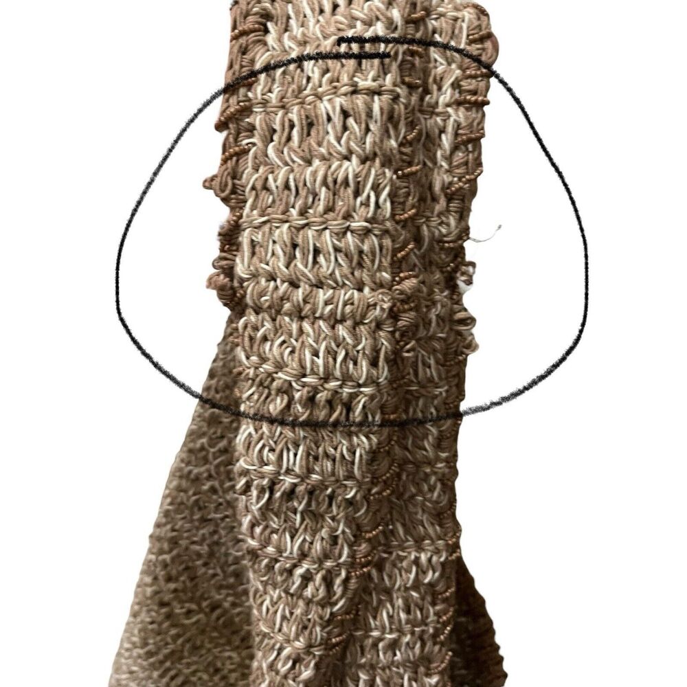 Free People Got Me in Stitches Tote Bag Brown One Size Boho Slouchy Crochet - Picture 12 of 13